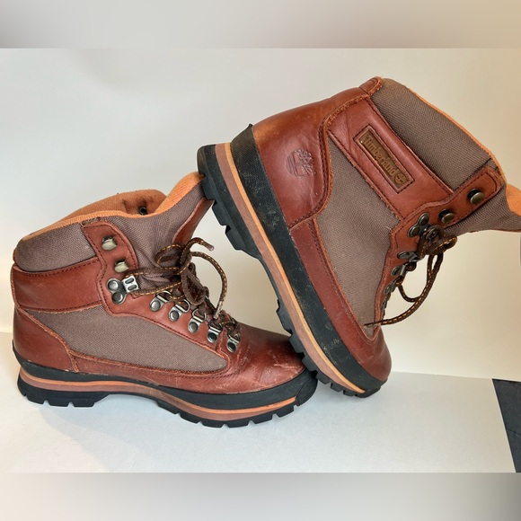 Vintage Timberland Goretex Hiking Boots Womens 8.5M Lace Up Brown Leather - Picture 1 of 13